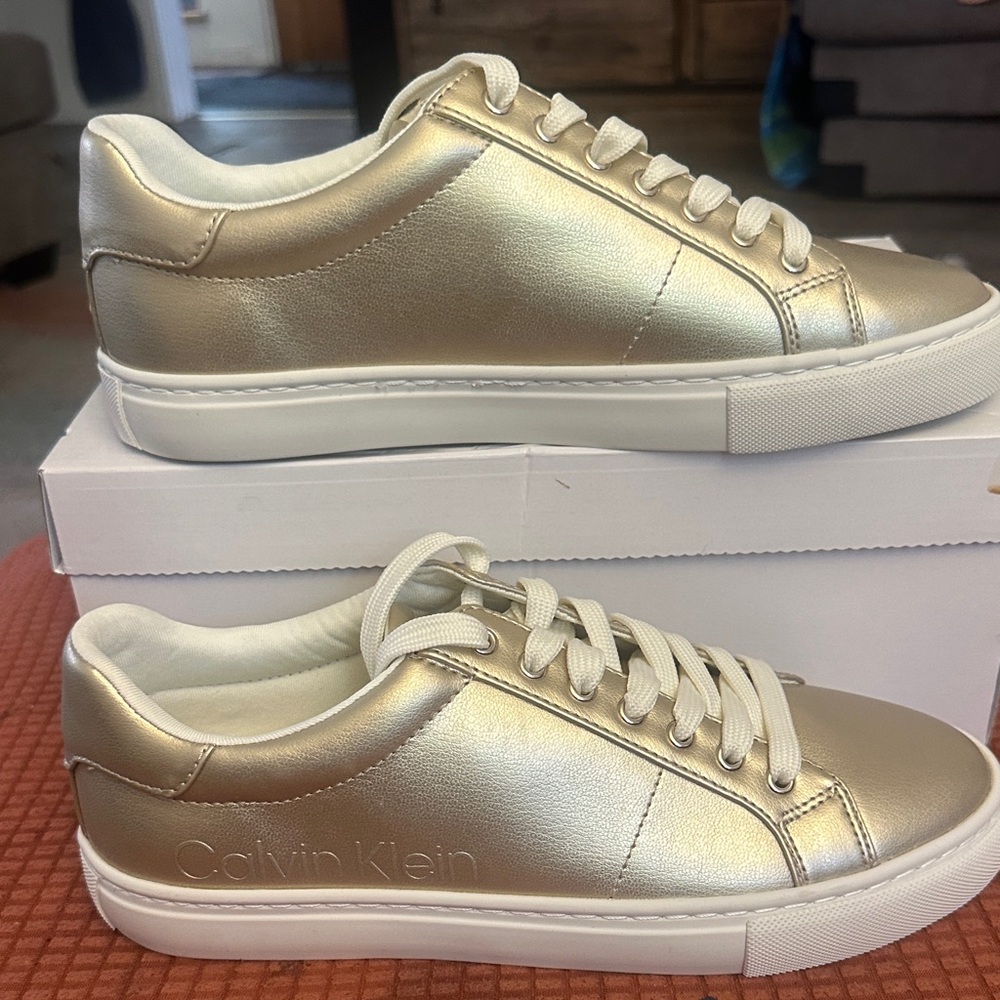 Calvin Klein Women's Metallic Gold Sneakers